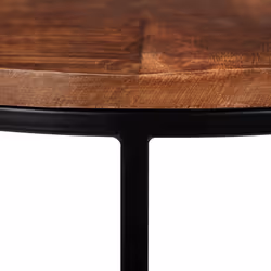 Relaxdays Table gigogne, jeu de 3, d'appoint ronde Bois de mangue, design industriel, métal noir, 3 tailles, couleurs - Vue supplémentaire 6