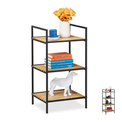 Relaxdays étagère 3 étages bambou & métal étagère ouverte salon cuisine HxLxP: env. 71 x 39 x 325 cm brun-noir