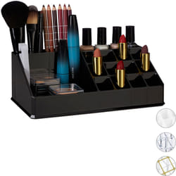 Relaxdays - Organisateur Cosmétique Acrylique Rangement Make-Up 16 Casier Maquillage Support Rouge à Lèvre, noir