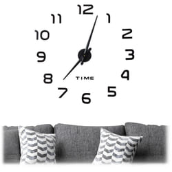 Relaxdays Horloge murale DIY à coller, Chiffres 3D, XL, Sticker mural, Analogique, Heure, Cuisine, Salon, Entrée, noir