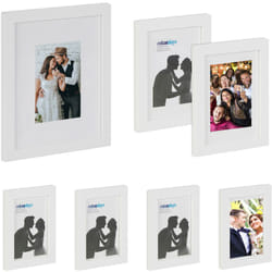 Relaxdays - Cadre photo, lot de 7, plusieurs tailles, format, à accrocher ou poser, passe-partout, blanc