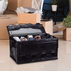 Boîte de transport, stable, pour commerce, de qualité 60 litres HxlxP 32,5x58,5x39,5cm, grise - Relaxdays