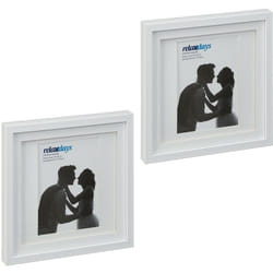 Relaxdays Cadre photo, lot de 2, 25x25 cm, format portrait ou paysage, à accrocher ou poser, passe-partout, blanc