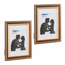 Relaxdays Cadre photo lot de 2 20x30 cm format portrait ou paysage à accrocher ou poser passe-partout doré