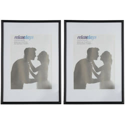 Relaxdays - Cadres photo, lot de 2, format din A4, passe-partout 15x20 cm, picture frame à poser ou suspendre, noir