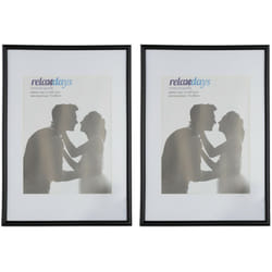 Relaxdays - Cadres photo, lot de 2, 20x30 cm, passe-partout 15x20 cm, picture frame à poser ou suspendre, noir