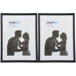 Relaxdays - Cadres photo, lot de 2, 15x20 cm, passe-partout 10x15 cm, picture frame à poser ou suspendre, noir