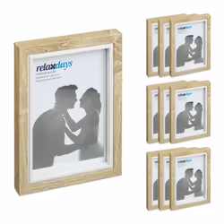 Relaxdays Cadre photo lot de 10 10x15 cm format portrait ou paysage à accrocher ou poser passe-partout marron