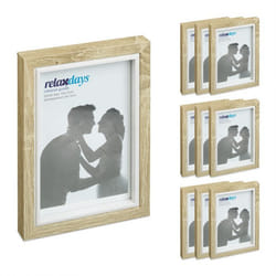 Relaxdays Cadre photo lot de 10 10x15 cm format portrait ou paysage à accrocher ou poser passe-partout marron