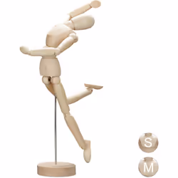 Ce mannequin en bois est un auxiliaire idéal pour l’artiste. Des positions humaines peuvent être reproduites avec le mannequi ...