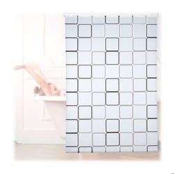 Relaxdays Store de douche Carré 140x240 cm Rideau de douche baignoire bain store fixation plafond semi-transparent