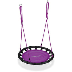 Relaxdays - Balançoire nid d'oiseau rond 80 cm à suspendre panier enfant adulte jardin extérieur 100 kg, violet