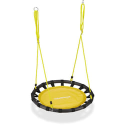 Relaxdays - Balançoire nid d'oiseau rond 80 cm à suspendre panier enfant adulte jardin extérieur 100 kg , jaune
