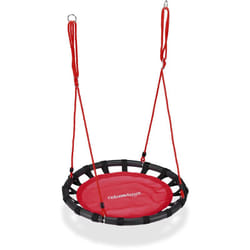 Relaxdays - Balançoire nid d'oiseau rond 80 cm à suspendre panier enfant adulte jardin extérieur 100 kg , rouge