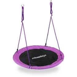Relaxdays - Balançoire nid d'oiseau rond 110 cm à suspendre enfant adulte jardin extérieur ø 110 cm, 100 kg, violet