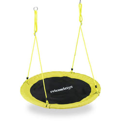 Relaxdays - Balançoire nid d'oiseau rond 110 cm à suspendre enfant adulte jardin extérieur ø 110 cm, 100 kg, jaune