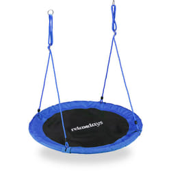 Relaxdays - Balançoire nid d'oiseau rond 110 cm à suspendre enfant adulte jardin extérieur ø 110 cm, 100 kg, bleu