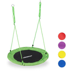 Relaxdays - Balançoire nid d'oiseau rond 90 cm à suspendre enfant adulte jardin extérieur ø 90 cm, 100 kg, vert