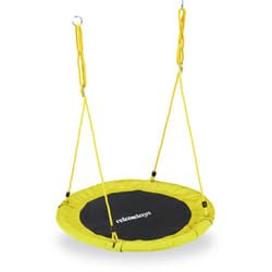 Relaxdays - Balançoire nid d'oiseau rond 90 cm à suspendre enfant adulte jardin extérieur ø 90 cm, 100 kg, jaune