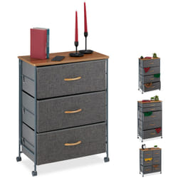 Armoire à tiroirs sur roulettes,Tiroirs en tissu, Commode décorative, plaque effet bois, HlP74,5x58x30cm gris - Relaxdays