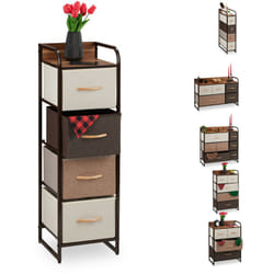 Armoires avec tiroirs, 4 à 7 compartiments, support, pliable, chambre, Commode nuit, 99,5 x 31 x 31,5 cm brun - Relaxdays