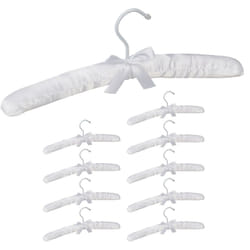 Relaxdays - Cintre en satin, Set de 10, Cintre rembourré doux pour vestes, Crochet rotatif 360°, 38 cm, noeud, blanc