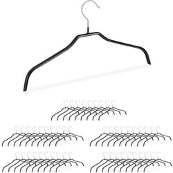 Relaxdays - Cintre antidérapant en set 50, Revêtement caoutchouc, Cintres métal chemises, 42 cm, noir