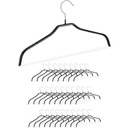 Relaxdays - Cintre antidérapant en set 30, Revêtement caoutchouc, Cintres métal chemises, 42 cm, noir