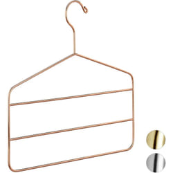 Relaxdays - Cintre multiple 3 barres, Pantalons, Robes, Écharpes, Design métal, Gain de place, 4 mm, cuivre