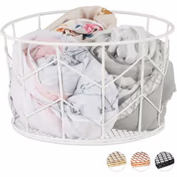 Ce panier en métal est un vrai panier à tout faire et offre un espace de rangement pour vos accessoires. La corbeille ronde d ...