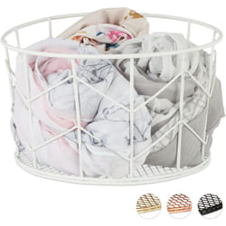 Relaxdays - Corbeille fil de fer, Panier métal, pot rangement vêtement Accessoires, cosmétiques, ∅ 22 cm, blanc