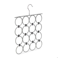 Relaxdays Support écharpes cintres pliables pour écharpes Mouchoirs 16 anneaux peu encombrant pour armoires gris