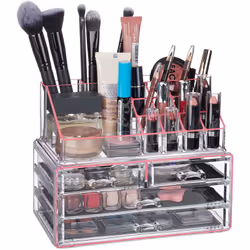 Cet organisateur de maquillage vous permet de faire de la place et de l’ordre et vous évite de devoir chercher dans votre tro ...