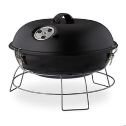Relaxdays barbecue rond portable couvercle pique nique grosse surface de cuissoncharbon de bois d.36 cm. noir