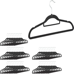 Relaxdays - Cintres en set, Cintre pantalon, Chemise jupe, Porte-cravate, Cintre velours, Crochet rotatif, set 50, noir