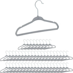 Relaxdays - Cintres enfants, set 50 velours, Cintres bébé décoratif chemises antidérapant crochet rotatif, gris