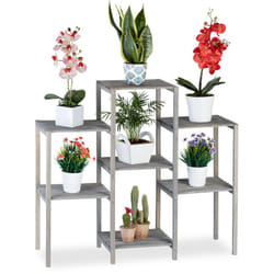 Relaxdays - Etagère à fleurs, Design simple-chic, Intérieur, Salon, cuisine, étagère à plantes, hlp 86 x 95 x 29 cm, gris