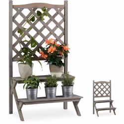 Mettez en scène vos fleurs, plantes, herbes, pots de fleurs ou objets de décoration avec cet escalier à plantes avec treillis ...