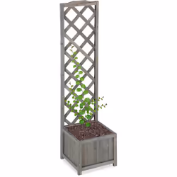 Description générale Embellissez votre jardin avec cette jardinière pratique en bois de sapin, équipée d'un treillis décorati ...