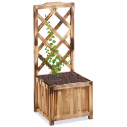 Embellissez votre jardin avec ce treillis en bois de sapin décoratif. La jardinière pratique avec treillis donne aux plantes  ...