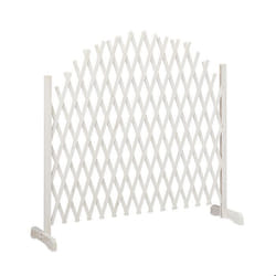 Relaxdays Treillis jardin en bois extensible 200 cm Clôture grillage pliable Plante grimpante Brise-vue balcon blanc