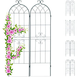 Relaxdays - Treillis jardin fer set de 2 clôture plante grimpante grille fleurs arceau rosier 180 x 50 cm e, vert foncé