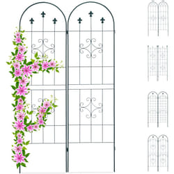 Relaxdays - Treillis jardin fer set de 2 clôture plante grimpante grille fleurs arceau rosier 180 x 50 cm d, vert foncé
