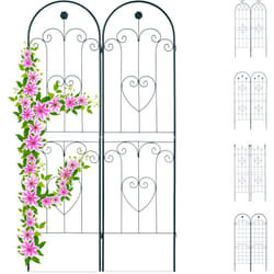 Relaxdays - Treillis jardin fer set de 2 clôture plante grimpante grille fleurs arceau rosier 180 x 50 cm a, vert foncé