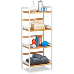 Relaxdays - Etagère de bain, Etagères pour cosmétique, et ustensiles, Etagère de bambou,différentes Tailles, blanc/naturel