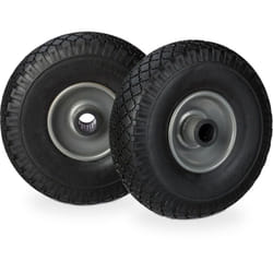 Relaxdays - Roue de brouette, caoutchouc, 3.00-4', 2x roue de rechange, pour axe de 25 mm, 260x85 mm, noir-gris