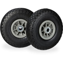 Relaxdays - Roue de diable, 2x roue de brouette caoutchouc, 3.00-4', 260 x 85 mm, pour axe de 20 mm, noir-gris