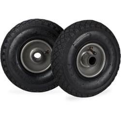 Relaxdays - Roue de brouette caoutchouc 100 kg, lot de 2, roue de rechange, pour axe de 25 mm, 3.00-4, noir-gris