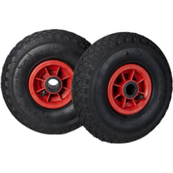 Relaxdays - Roue de brouette caoutchouc 80 kg, roue de rechange, 260 x 85 cm essieu 3.00-4 chariot diable, noir-rouge