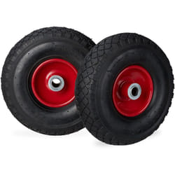 Relaxdays - Roue de diable roue brouette set de 2, roue de rechange, caoutchouc 3.00-4, 100 kg, 260 x 85 mm, noir-rouge